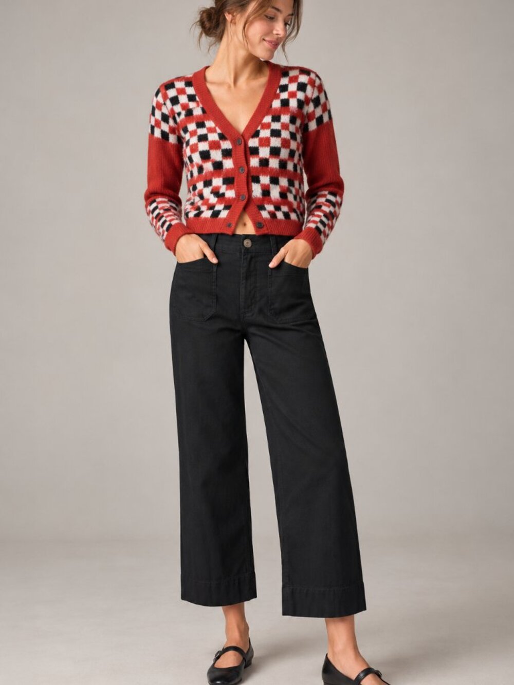 Maeve Anthropologie The Colette Black Wide Leg Crop Jeans Womens Sz 26 High Rise